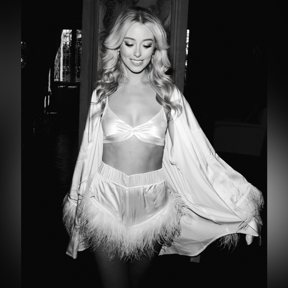 The Bar White Satin Chemise Set